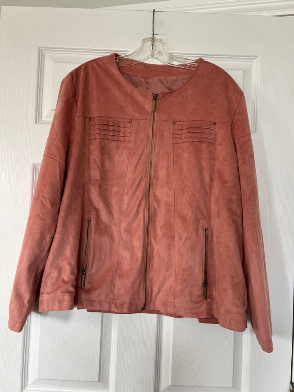 Women's Dusty Rose Suede-Style Zip Jacket